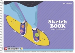 Vázlatfüzet, spirál, A4, 120 g, 20 lap, SHKOLYARYK "Draw your dream", vegyes